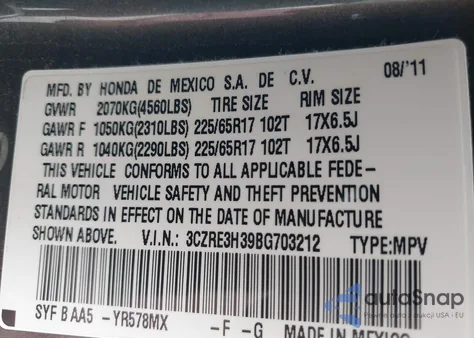 2011 Honda Cr-V Lx z USA, uszkodzony, nr VIN 3CZRE3H39BG703212